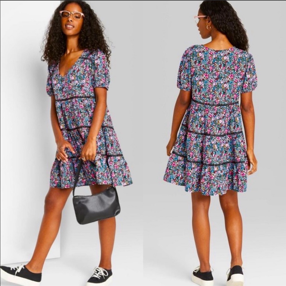 NWT Wild Fable Floral Tiered Dress. Size L